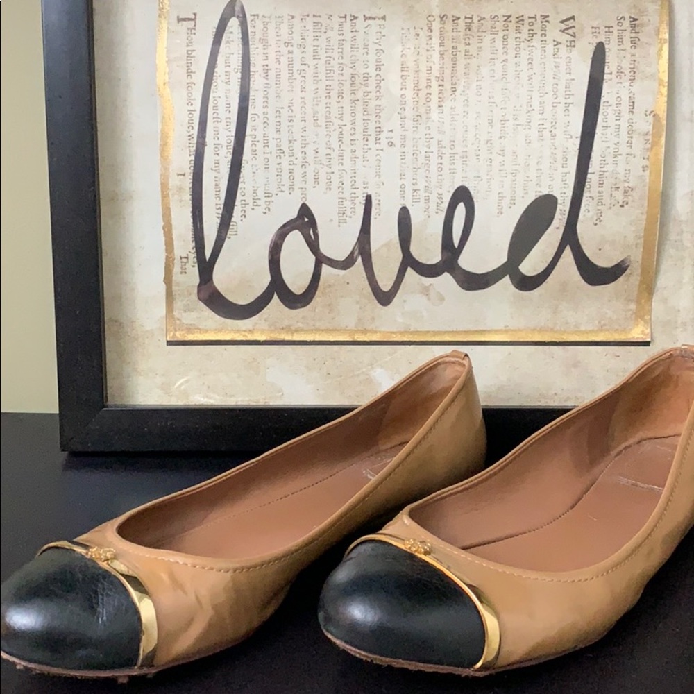 Tory Burch Tan Patent Ballet Flats